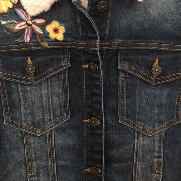 Driftwood Geena Denim Jacket Sherpa Collar EUC - Picture 5 of 9